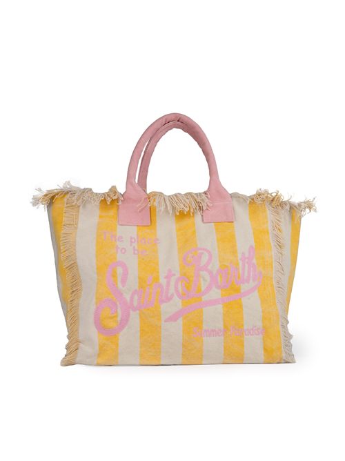 Borsa Vanity Stripe in canvas a righe Giallo/Rosa Mc2 Saint Barth | VANITY01547H TINA 9121 EMB